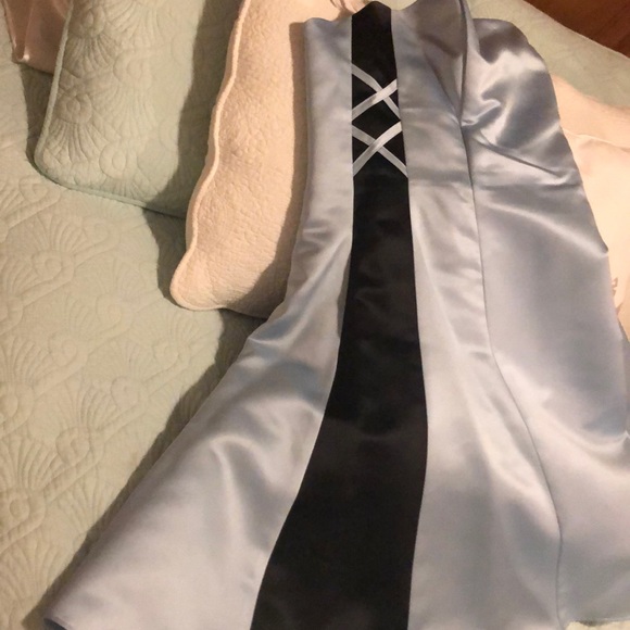 Jessica McClintock satin baby blue/navy 9/10 - Picture 3 of 5